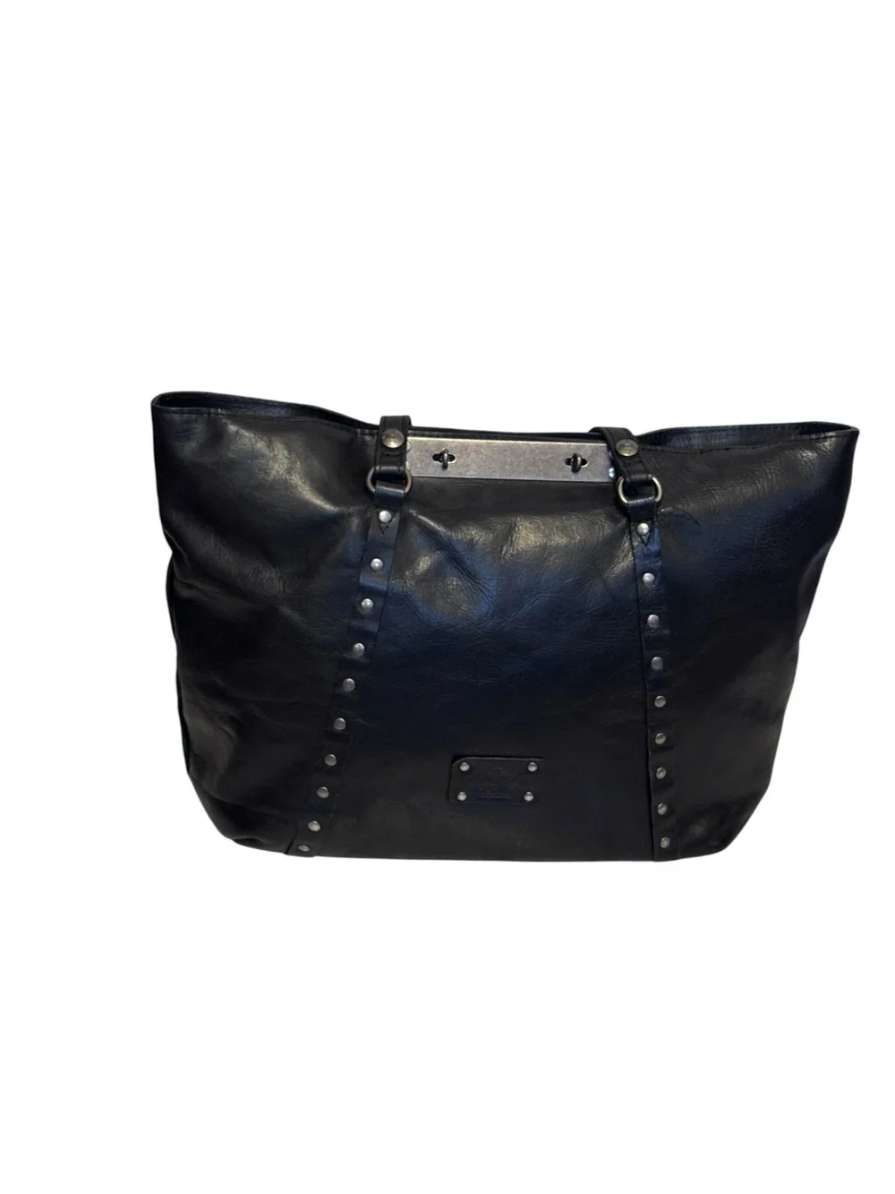 Patricia Nash Stud-Accented Leather Tote in black